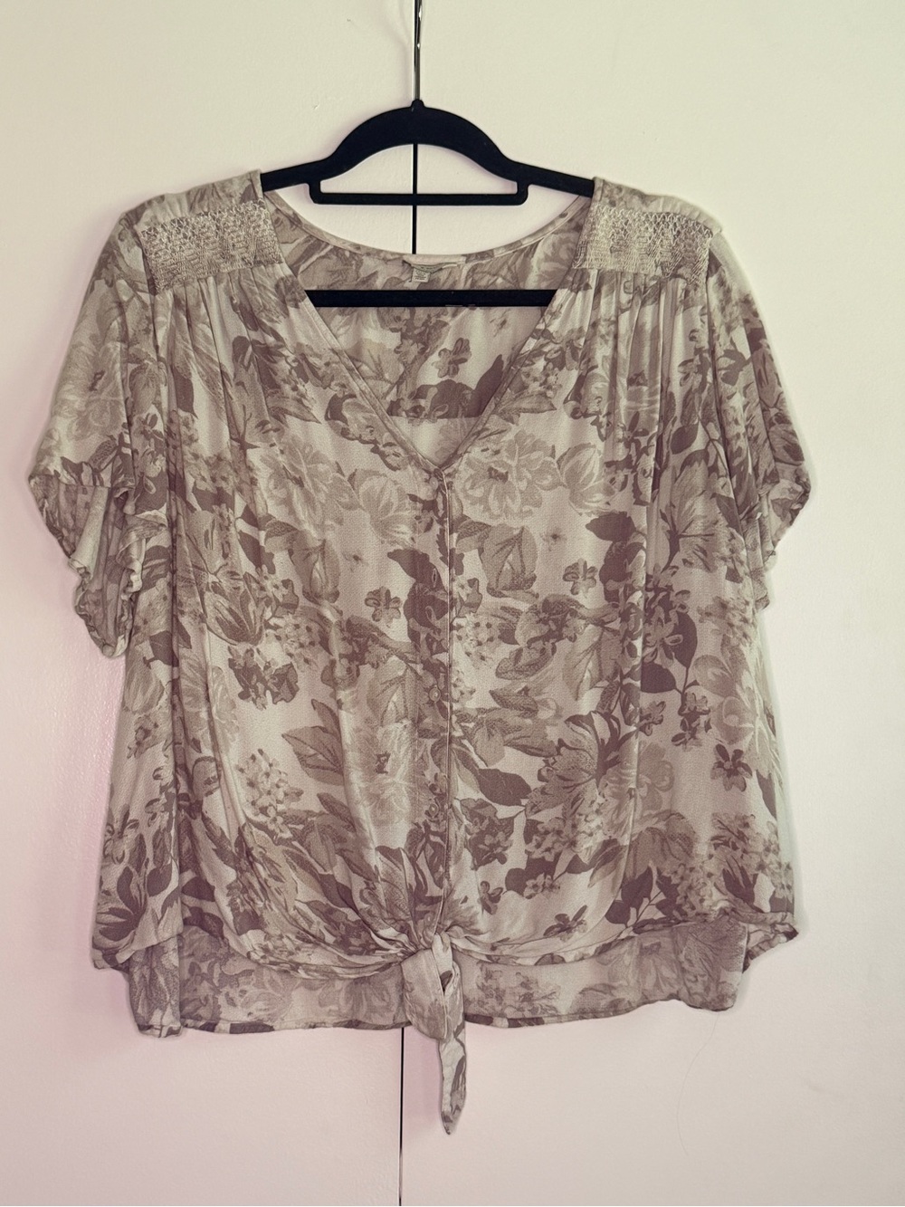 Lucky Brand Floral Tie-Front V-Neck Blouse